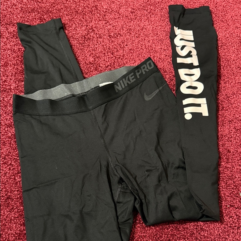 Nike pro Leggings with White "JUST DO IT." Side Text
